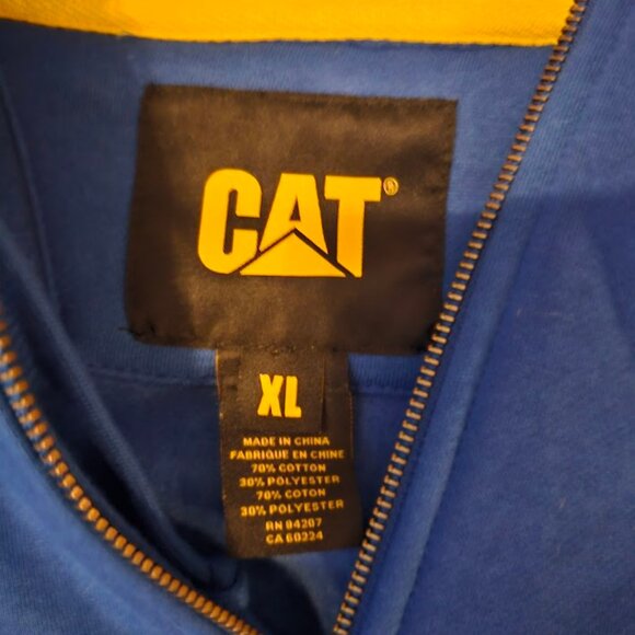 CAT Caterpillar Trademark Full Zip Hoodie Sweatshirt Memphis Blue Men’s XL NWT W - Picture 3 of 4